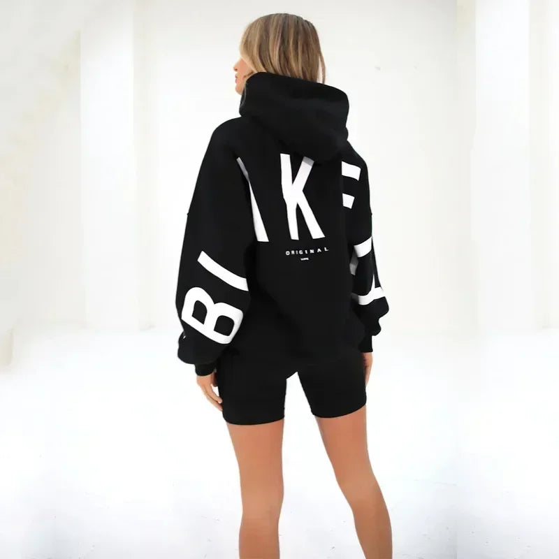 Retro Printed Loose Fitting Women Pullover Sweater Women Super Large Hooded Sweatshirt Long Sleeved Y2K Top