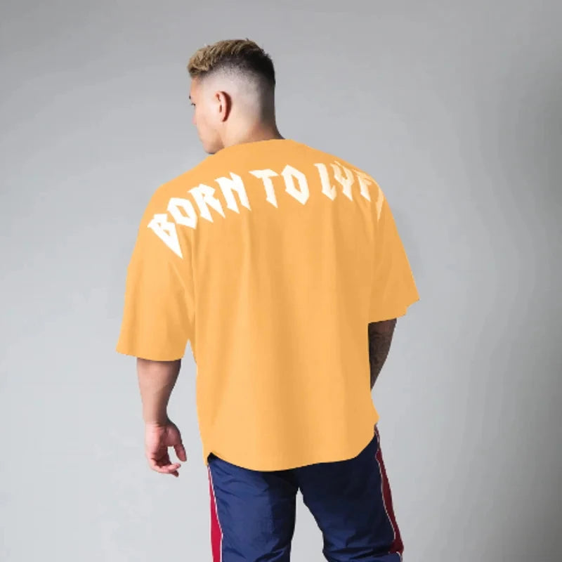 High Quality gyms T shirt Men Bodybuilding print loose T-shirt Workout Fitness Tees Men Clothing cotton Short Sleeve Sports Shirt