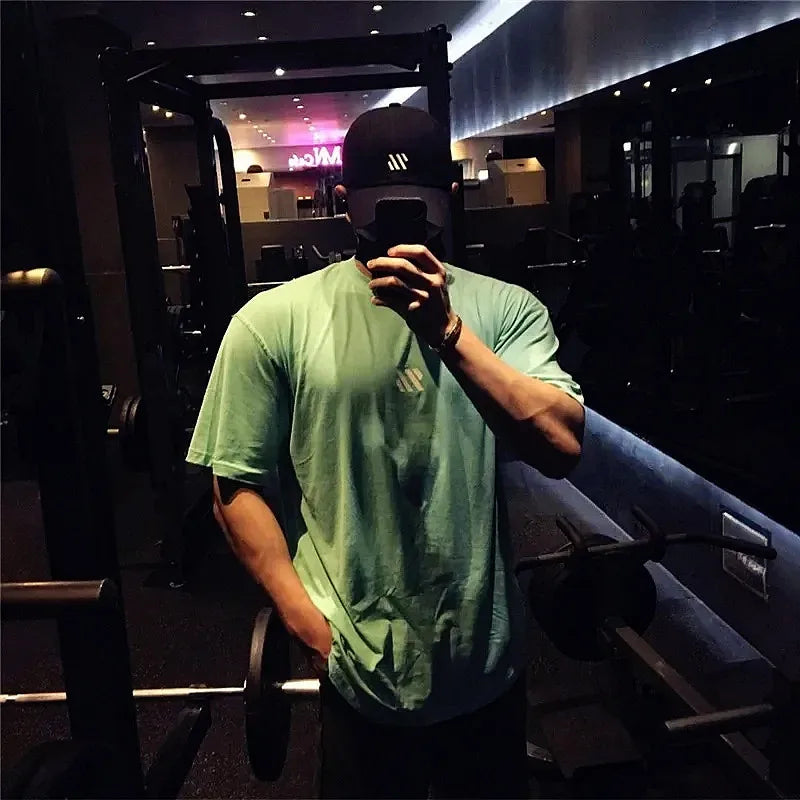 Men's Short sleeve Cotton T-shirt men Brand Sports t shirt Fitness Bodybuilding loose Running t shirt Male Summer Training tops
