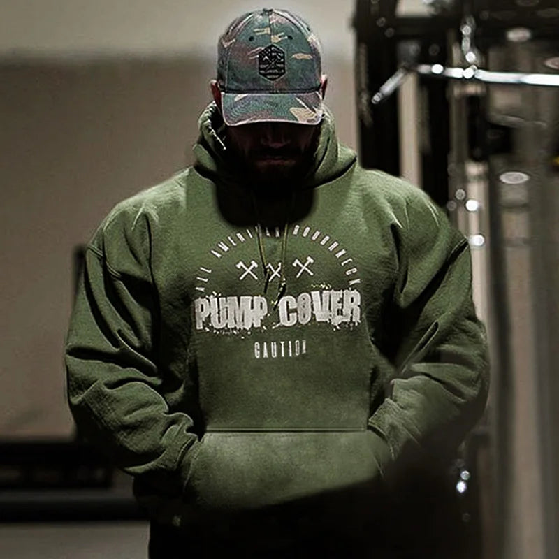 Autumn And Winter Men's PUMP COVER Gym Wool Pullovers Fitness Sweatshirts Men Fleece Hoodies Stringer Bodybuilding Fitness Casual Coat