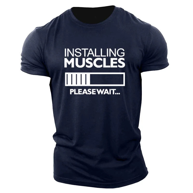 Men's Installing Muscles T-shirts Short Sleeve Summer Casual Sporty Gym