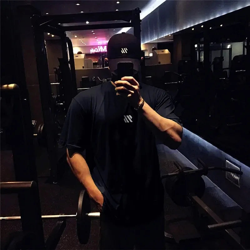 Men's Short sleeve Cotton T-shirt men Brand Sports t shirt Fitness Bodybuilding loose Running t shirt Male Summer Training tops