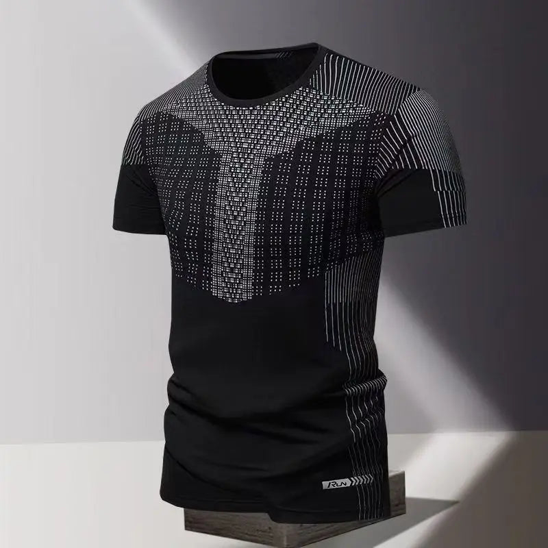 Summer men's clothing 3D printed quick drying men's thin breathable fitness top round neck short sleeved sports casual T-shirt