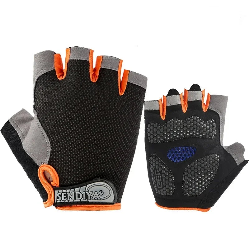 Anti Slip Shock Breathable Half Finger Gloves Breathable Cycling Gloves Fitness Gym Bodybuilding Crossfit Exercise Sports Gloves