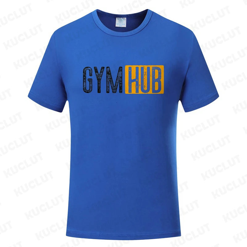 Gym Hub Print Men's T-Shirt Oversize Funny Graphic Tees for Men Summer Tops T Shirt for Men Clothing Fashion T Shirt Casual Tee