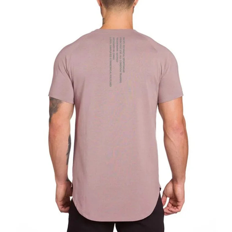Muscleguys Gym t shirt Men Fitness Workout Cotton T-Shirt Bodybuilding Workout Skinny Tee shirt Summer Casual Sports Clothing