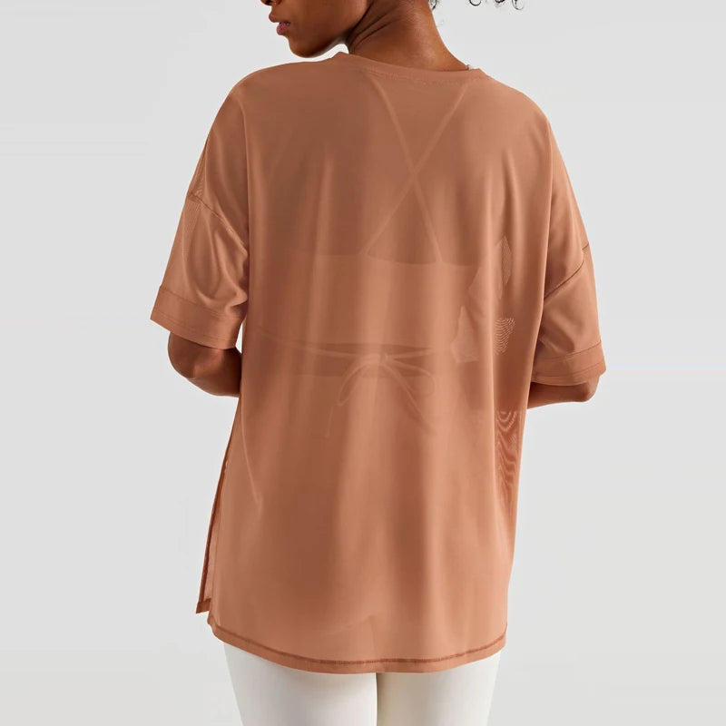 Women's Ice-cold Breathable Fitness Sports T-shirt Yoga Tops Loose Gym Sports Short Sleeve Shirt Women Sportswear Workout Clothes