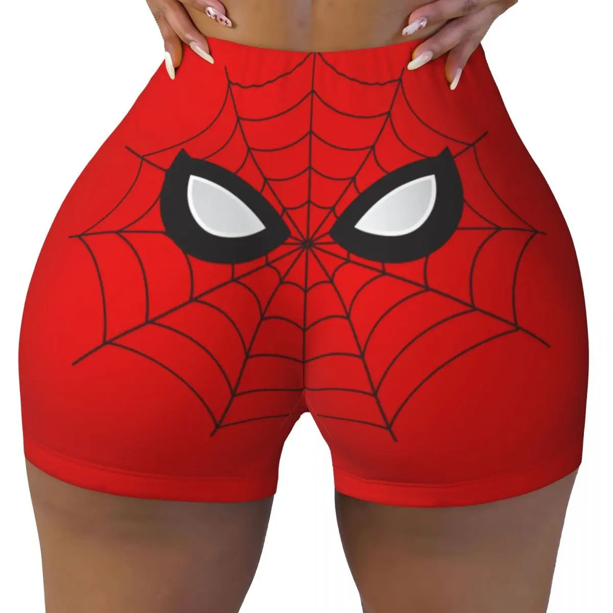 Women Spiderman Cartoon Superhero Workout Yoga Shorts Gym Athletic Biker Running Shorts