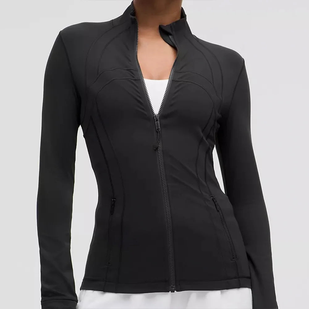 Women's Slim-Fit Zippered Training define Jacket - Long Sleeve Fitness Running Top for Jogging & Sports, Lightweight Activewear