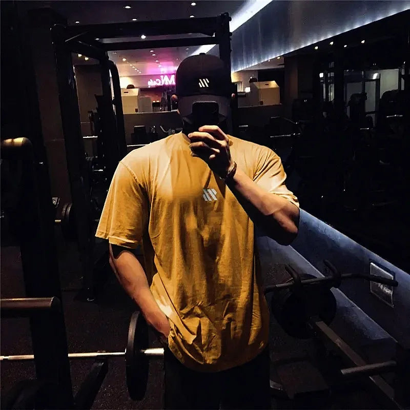 Men's Short sleeve Cotton T-shirt men Brand Sports t shirt Fitness Bodybuilding loose Running t shirt Male Summer Training tops