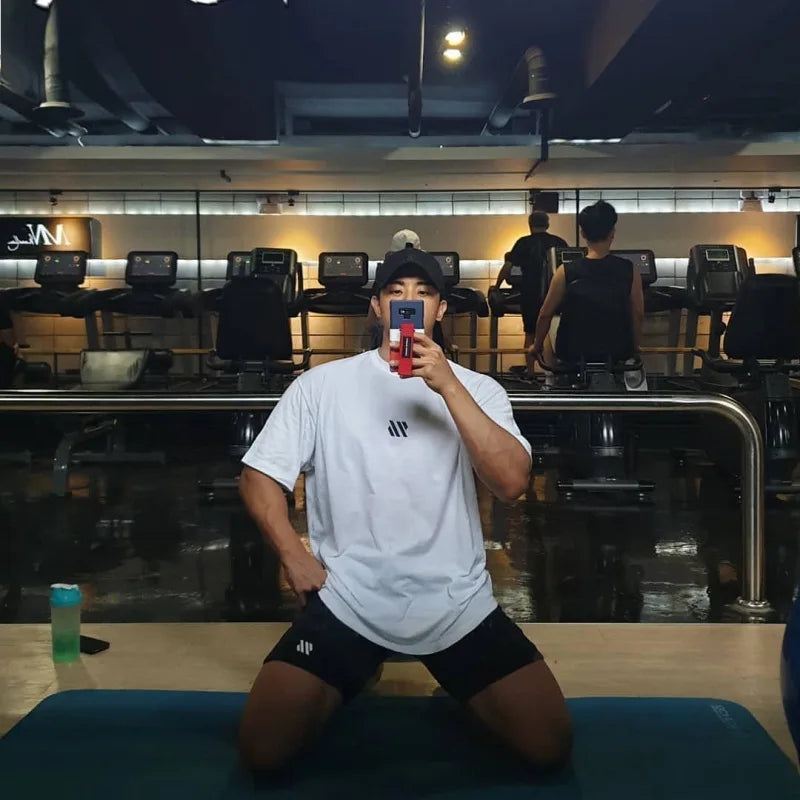Men's Clothing Gym Fitness Streetwear Tees Breathable Cotton Loose Short Sleeve T-shirt Summer Casual Running Tops Sweatshirt