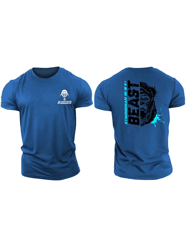 Strongman Beast - Gym T-Shirt High Quality Casual Men's Short Sleeves Top