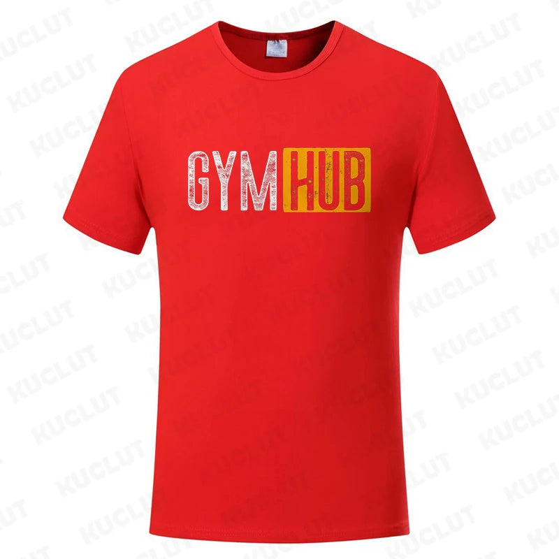 Gym Hub Print Men's T-Shirt Oversize Funny Graphic Tees for Men Summer Tops T Shirt for Men Clothing Fashion T Shirt Casual Tee
