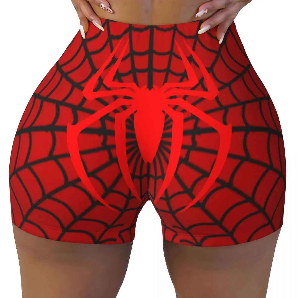 Women Spiderman Cartoon Superhero Workout Yoga Shorts Gym Athletic Biker Running Shorts