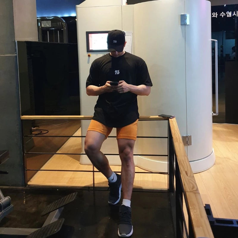 Men's Clothing Gym Fitness Streetwear Tees Breathable Cotton Loose Short Sleeve T-shirt Summer Casual Running Tops Sweatshirt