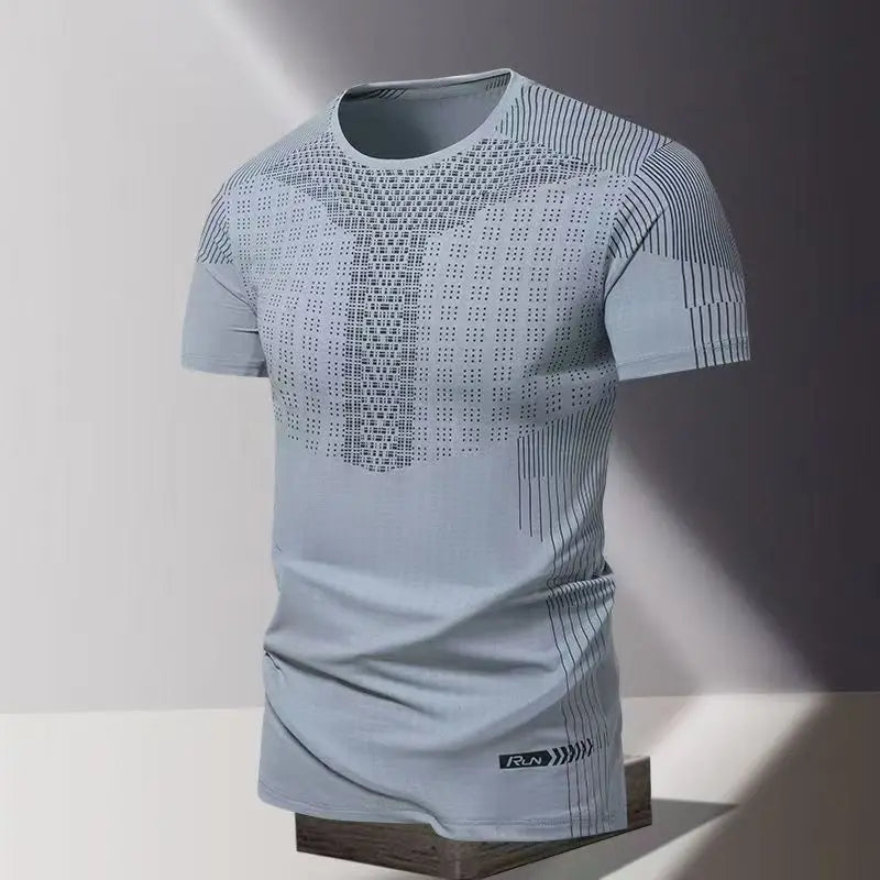 Summer men's clothing 3D printed quick drying men's thin breathable fitness top round neck short sleeved sports casual T-shirt