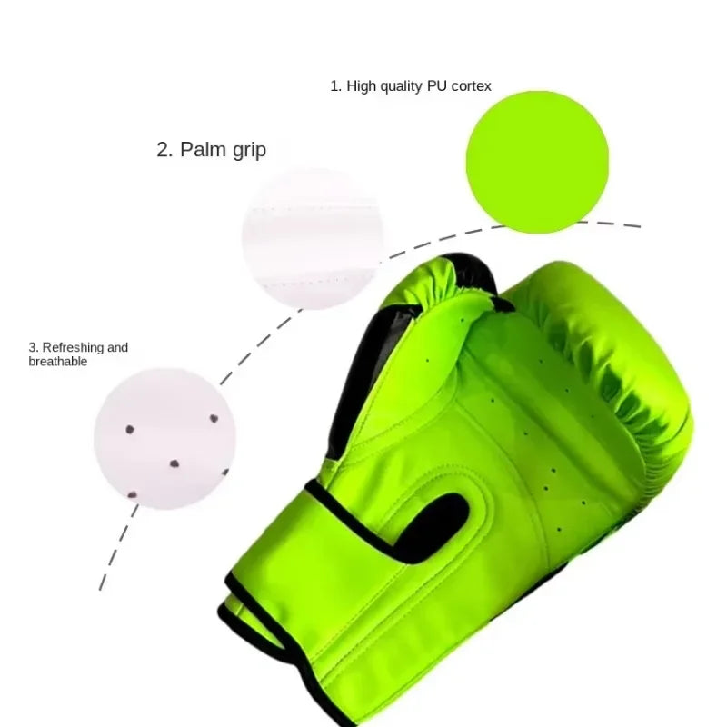 leather breathable boxing gloves,6oz,8oz,10oz,12oz,14oz,16oz professional Taekwondo and Muay Thai boxing training