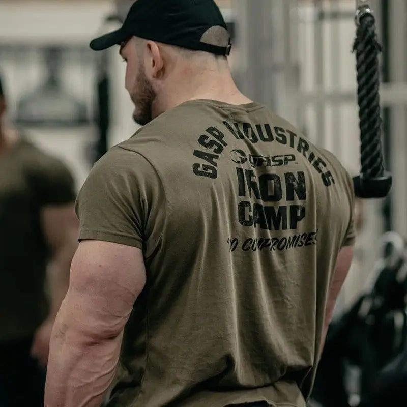 Muscle Fitness Brothers Men's Summer Sports Casual Running Workout Fitness Cotton Elastic Short Sleeve T-Shirt