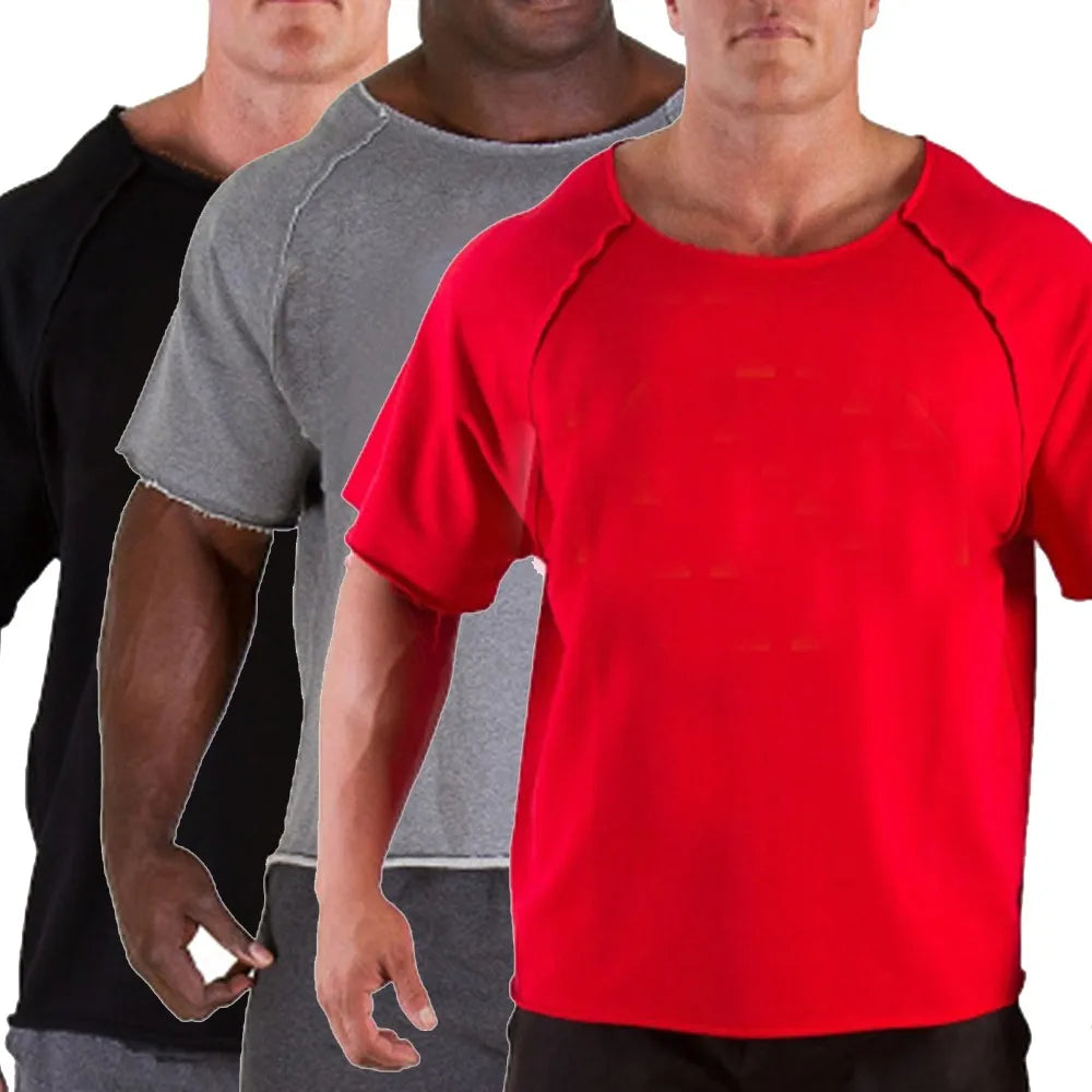 Men Casual Round Neck Cotton T-shirt Fitness Gym Wear Bodybuilding Workout Tee Fashion Edition Type Half-sleeved Top Breathable