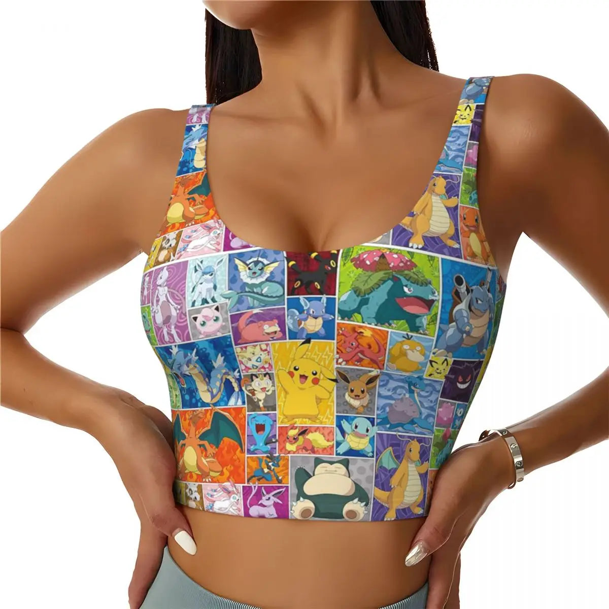 High Impact Pokemon Sports Bra Women Gym Workout Yoga Crop Top