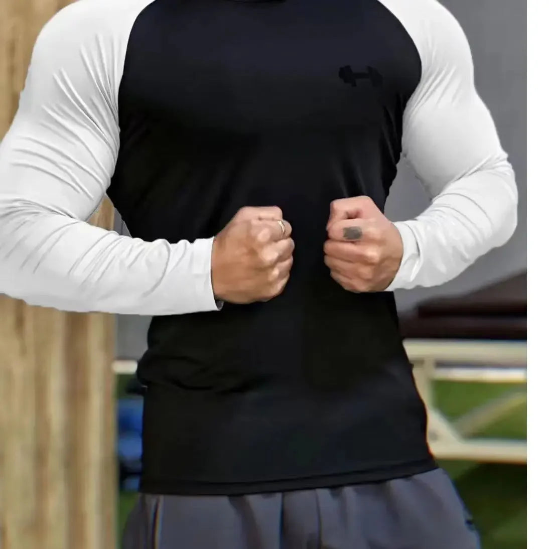 Spring and Summer New Fitness Long-sleeved Men's Quick-drying Milk Silk Body Shaping Sports Training Thin Solid Color M-3XL