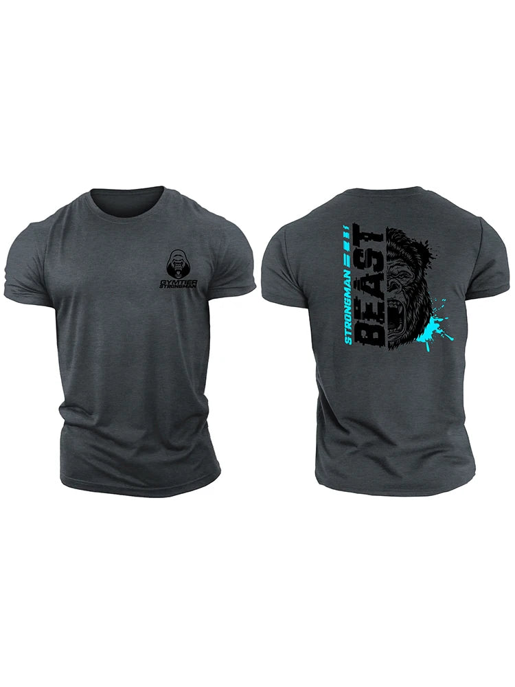 Strongman Beast - Gym T-Shirt High Quality Casual Men's Short Sleeves Top