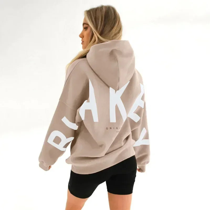Retro Printed Loose Fitting Women Pullover Sweater Women Super Large Hooded Sweatshirt Long Sleeved Y2K Top