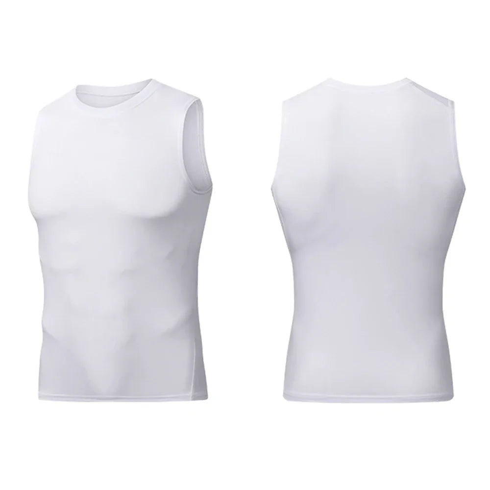 Men's Summer Sleeveless Compressed Shirt Fitness Vest Running Sport Gym Shirts Casual High Quality Tops Quick Dry Male Clothing