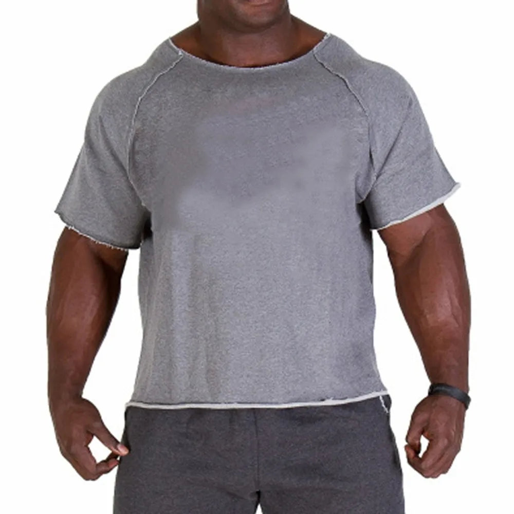 Men Casual Round Neck Cotton T-shirt Fitness Gym Wear Bodybuilding Workout Tee Fashion Edition Type Half-sleeved Top Breathable