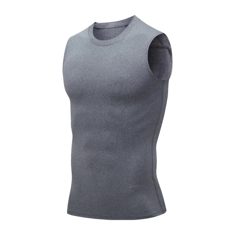 Men's Summer Sleeveless Compressed Shirt Fitness Vest Running Sport Gym Shirts Casual High Quality Tops Quick Dry Male Clothing