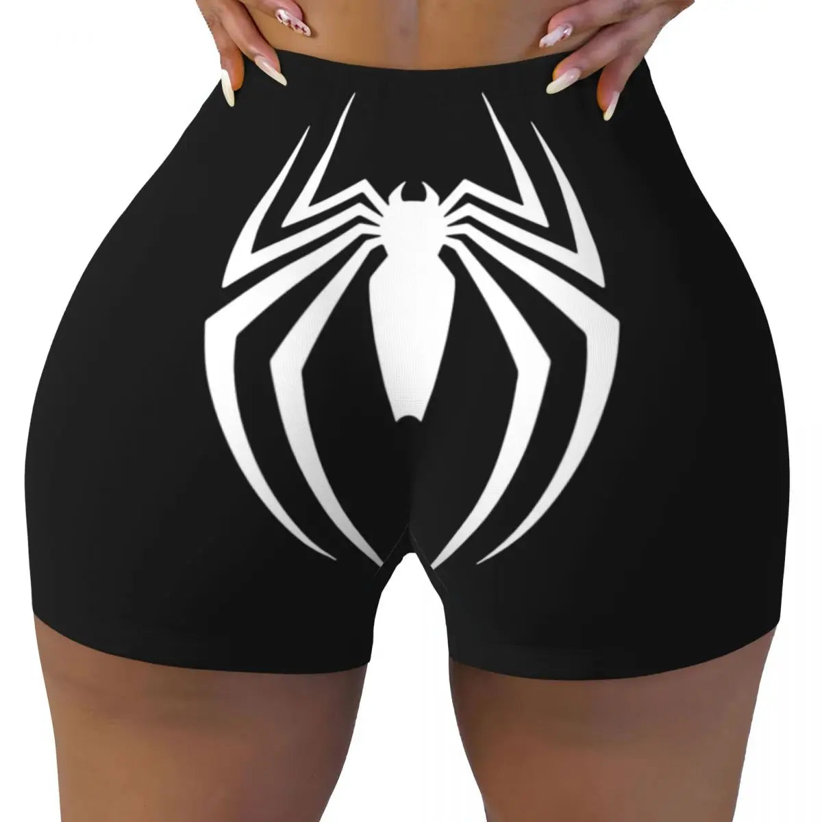 Women Spiderman Cartoon Superhero Workout Yoga Shorts Gym Athletic Biker Running Shorts