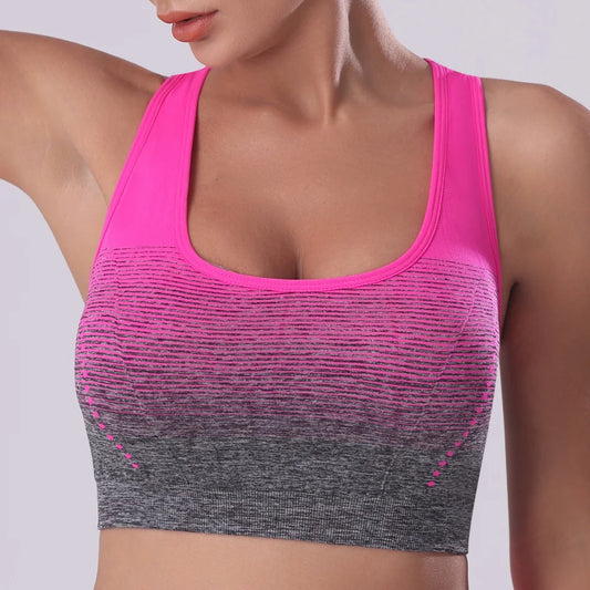 2110 Women's Soft Gradient Medium Support Yoga Sports Bra with Removable Cups