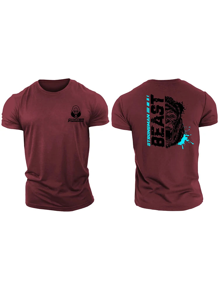 Strongman Beast - Gym T-Shirt High Quality Casual Men's Short Sleeves Top
