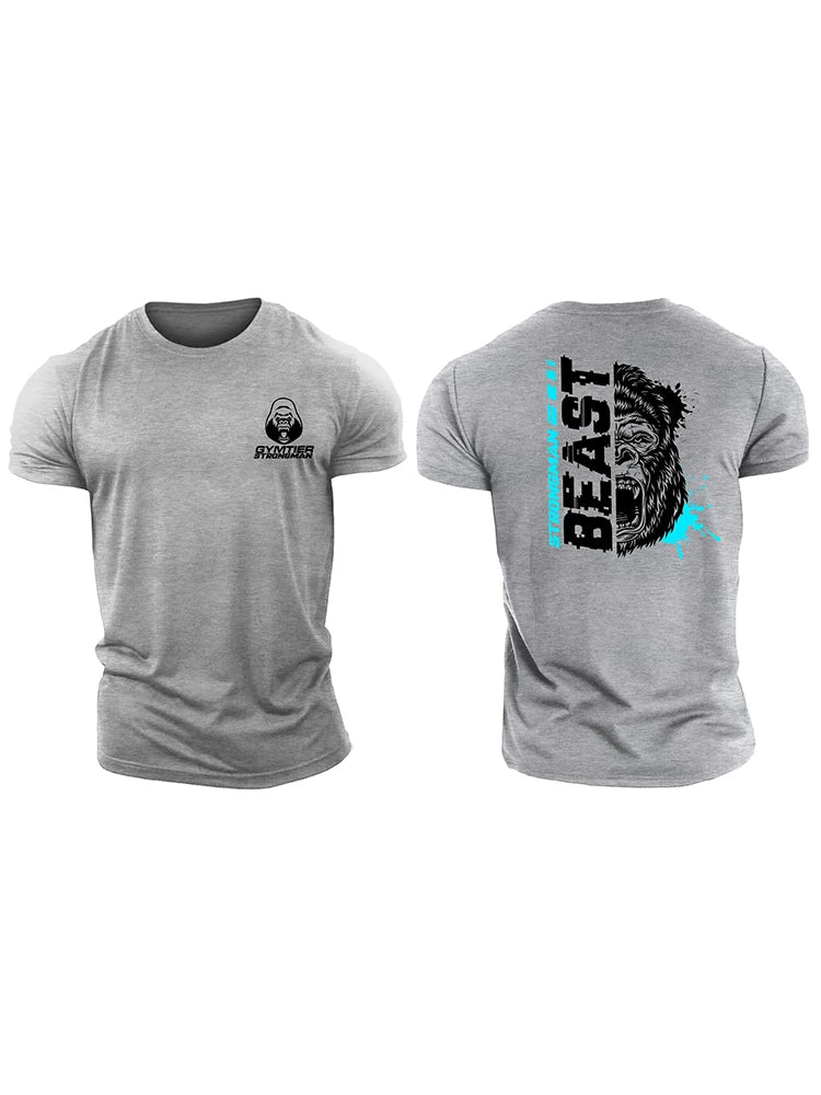 Strongman Beast - Gym T-Shirt High Quality Casual Men's Short Sleeves Top