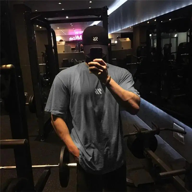 Men's Short sleeve Cotton T-shirt men Brand Sports t shirt Fitness Bodybuilding loose Running t shirt Male Summer Training tops