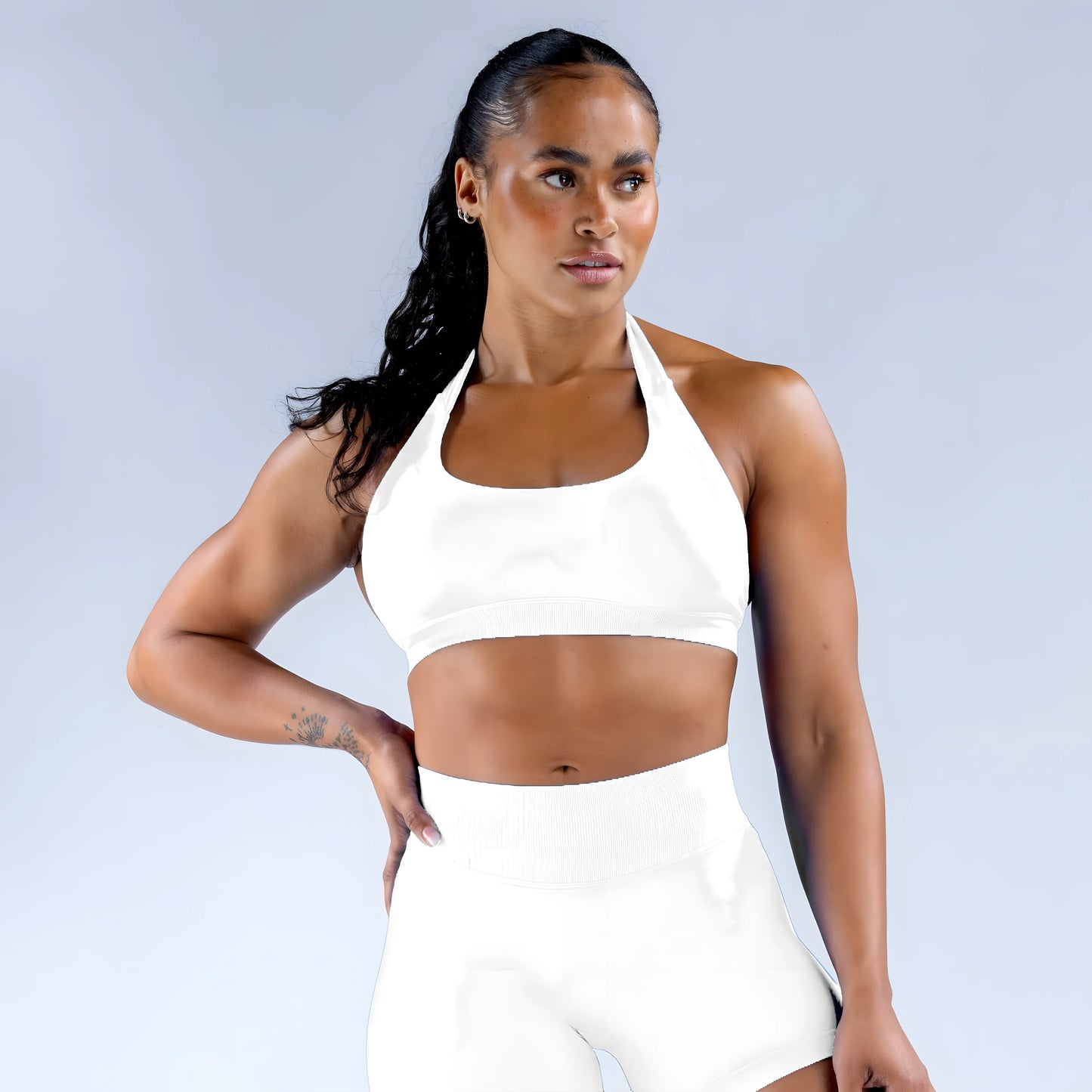 Impact Sports Bra Women Yoga Seamless Halter Bra Open Back Top Bras Medium Support Gym Crop Top Padded Sportswear