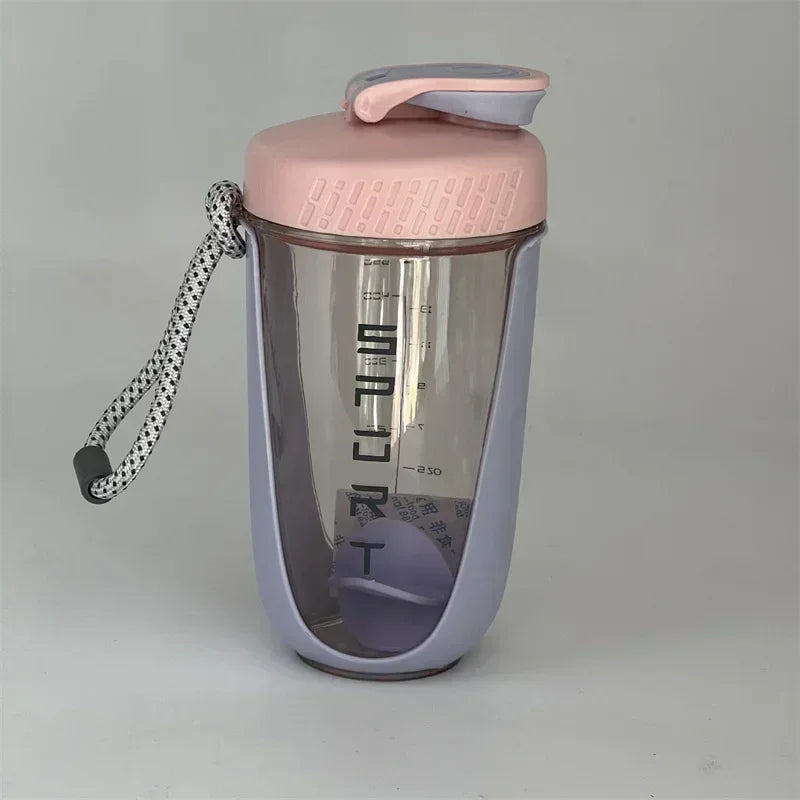 600ML New Blender Shaker Bottle with Plastic Whisk Ball BPA Free Plastic Protein Shakes Leakproof for Powder Workout Gym Sport