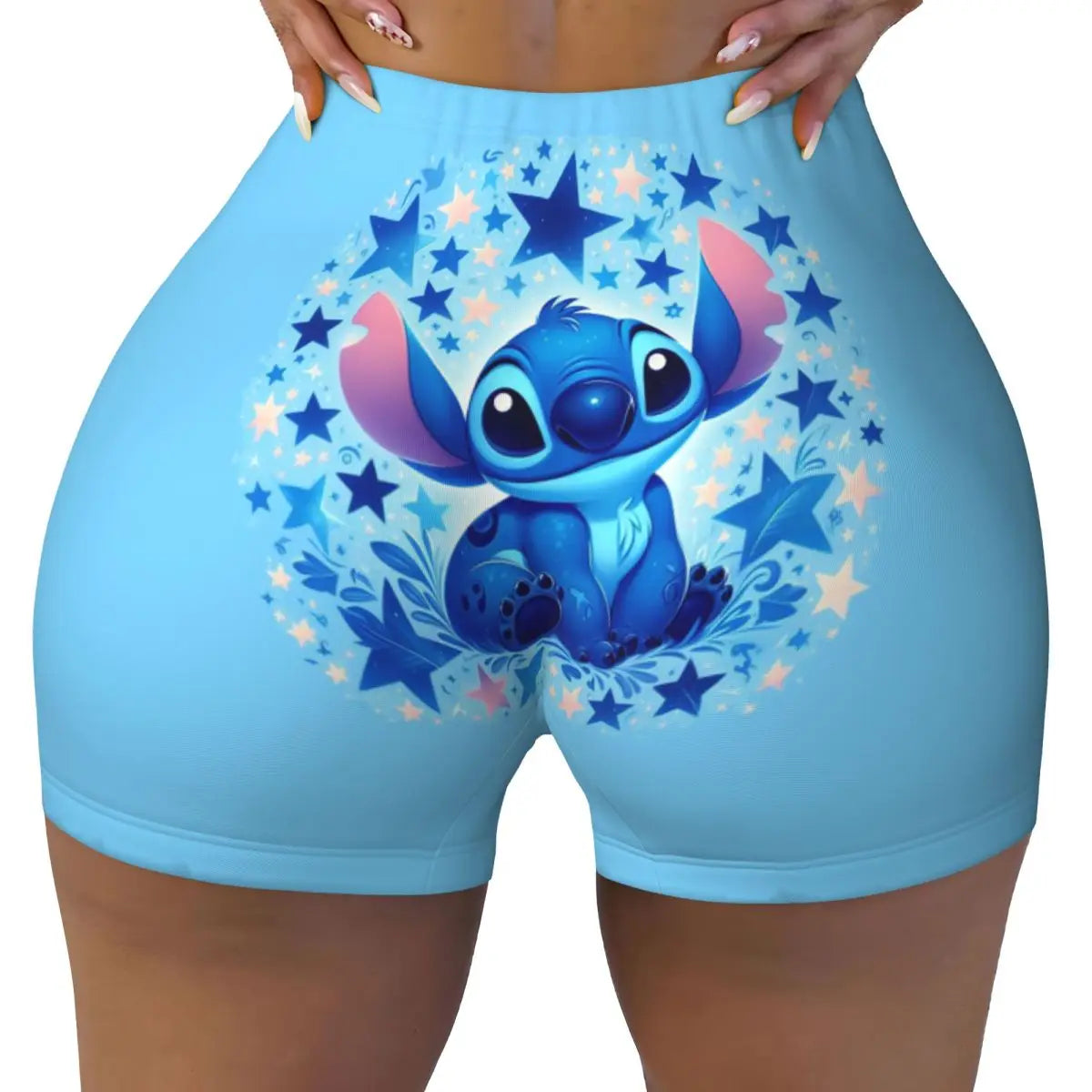 Women Lilo And Stitch Pattern Kawaii Workout Yoga Shorts Gym Athletic Running Volleyball Shorts