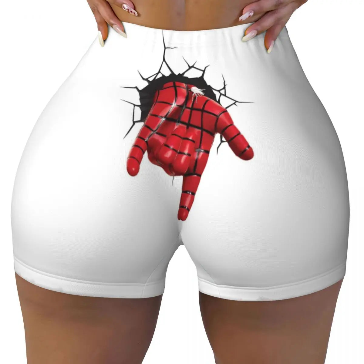 Women Spiderman Cartoon Superhero Workout Yoga Shorts Gym Athletic Biker Running Shorts