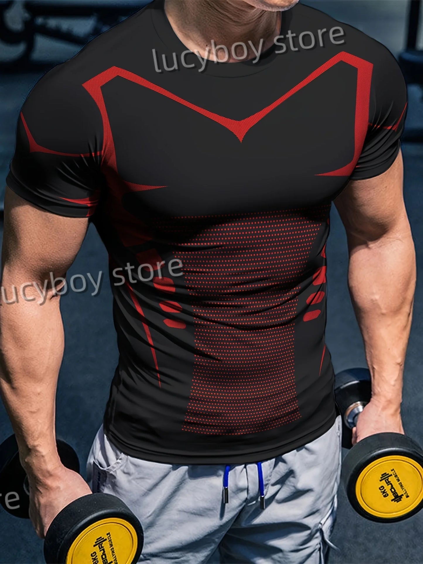 Mens Gym Muscle Training T Shirt Color block Sports Jogging Short Sleeve Tees Quick Drying Running Men