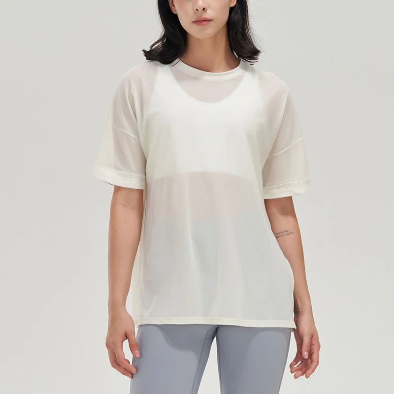 Women's Ice-cold Breathable Fitness Sports T-shirt Yoga Tops Loose Gym Sports Short Sleeve Shirt Women Sportswear Workout Clothes