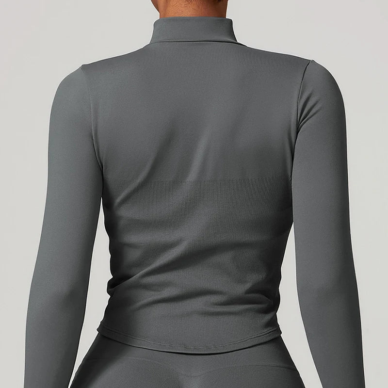 Hearuisavy Autumn Running Zipper Workout Jacket Women Long Sleeve Sportswear Gym Top Female Quick-Dry Yoga Clothing Sport Coat