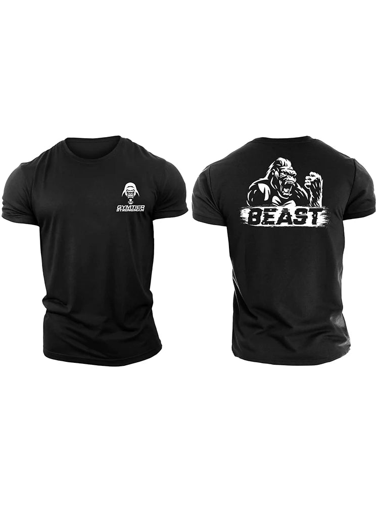 Beast Gorilla - Gym T-Shirt High Quality Cotton Casual Men's Short Sleeves Top Muscle Man Tough Guy T-Shirt