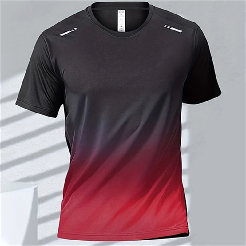 Men's T-shirts Sports Running Quick-drying Tops Gradient Short Sleeve Outdoor Comfortable Breathable