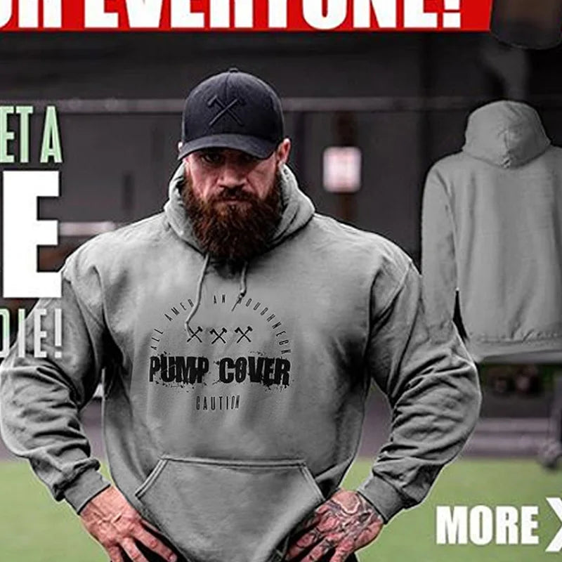 Autumn And Winter Men's PUMP COVER Gym Wool Pullovers Fitness Sweatshirts Men Fleece Hoodies Stringer Bodybuilding Fitness Casual Coat