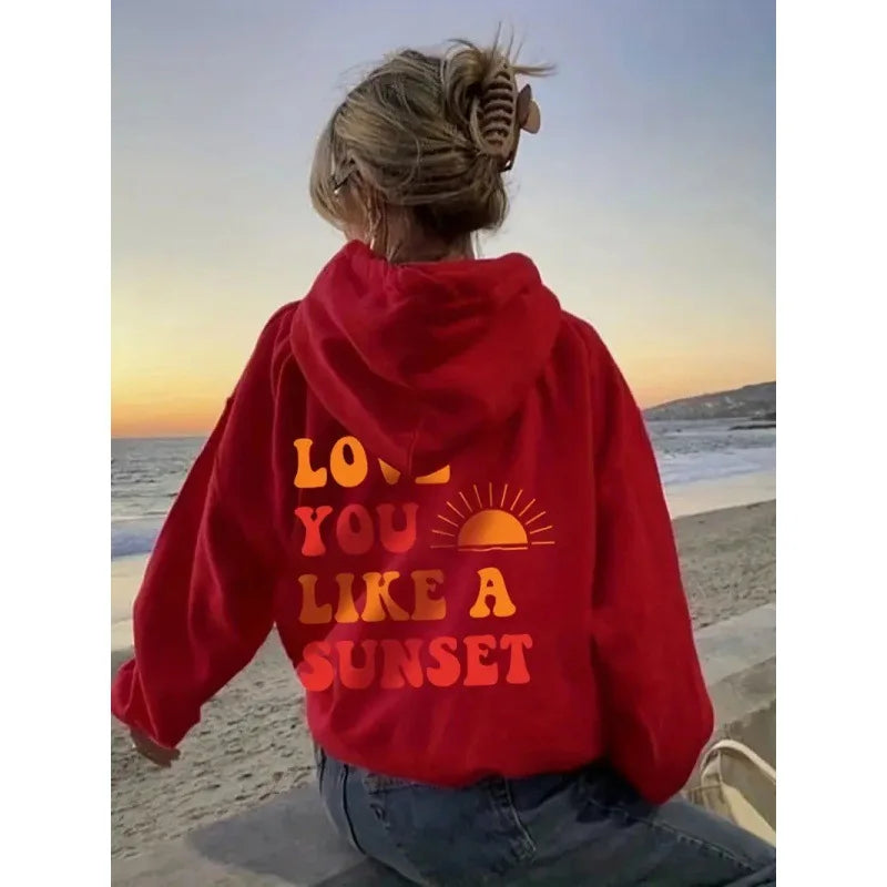 Women's fleece hoodie 2024 new letter pattern printed kangaroo pocket drawstring pullover hoodie hoodie