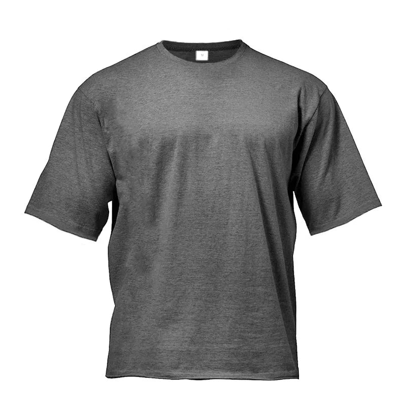 Plain Gym Clothing Fitness Mens Oversized T Shirt Outdoor Hip Hop Streetwear Loose Half Sleeve T-shirt Bodybuilding Tee Shirt