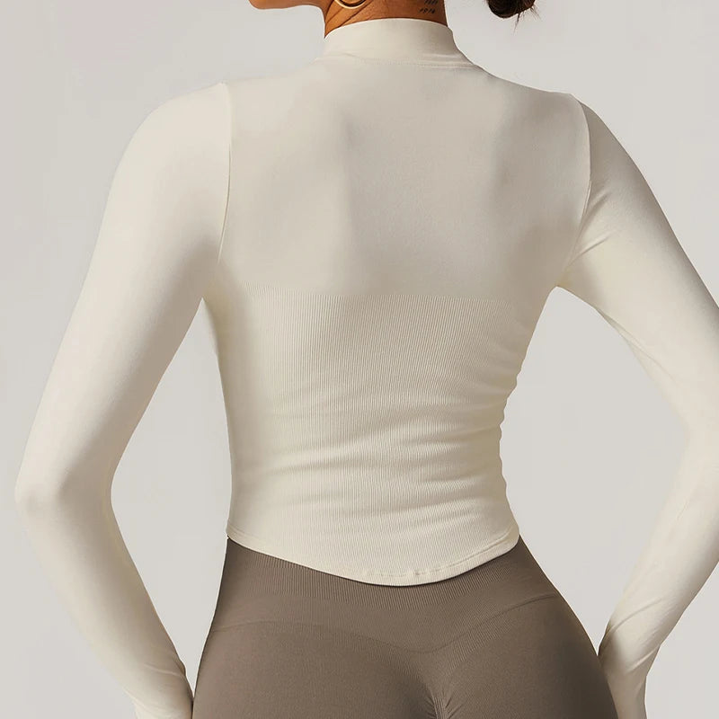 Hearuisavy Autumn Running Zipper Workout Jacket Women Long Sleeve Sportswear Gym Top Female Quick-Dry Yoga Clothing Sport Coat