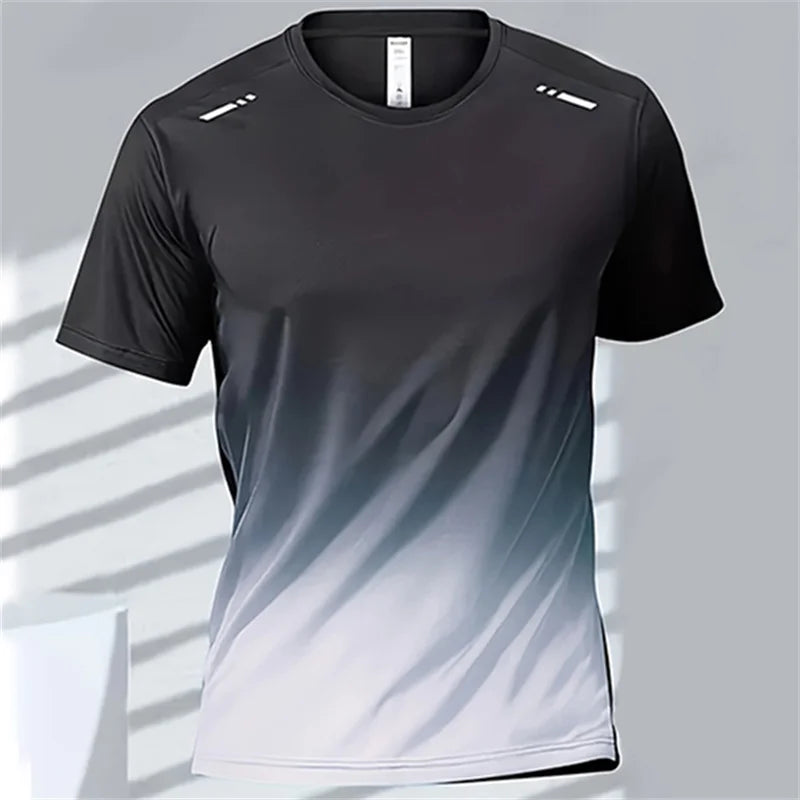 Men's T-shirts Sports Running Quick-drying Tops Gradient Short Sleeve Outdoor Comfortable Breathable