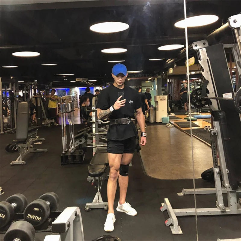 Round Collar sports T Shirt Oversize Cotton Summer Tee Training running shirt Man Streetwear Half Sleeve men T-shirt